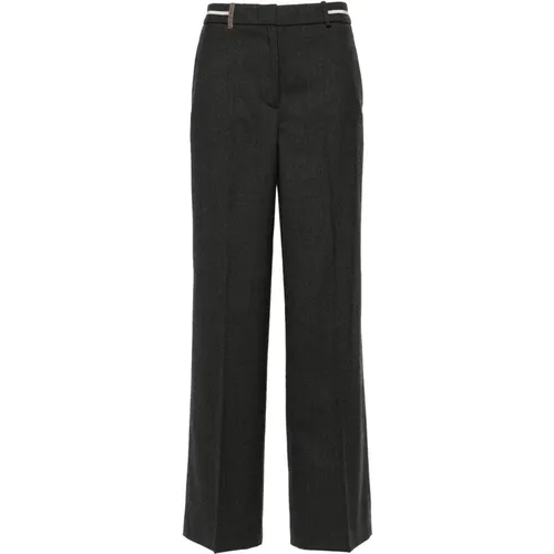 Dark Grey Wool Blend Flannel Trousers , female, Sizes: S, L, XS, XL - PESERICO - Modalova