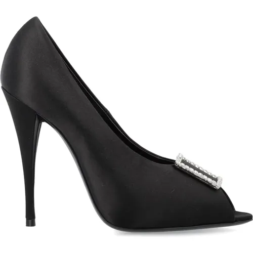 Satin Crepe Peep Toe Pumps , female, Sizes: 3 1/2 UK, 4 1/2 UK, 4 UK, 5 UK, 6 1/2 UK, 8 UK, 5 1/2 UK, 3 UK, 6 UK - Saint Laurent - Modalova