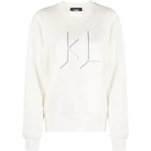 Weiße Casual Hoodie Sweatshirt , Damen, Größe: L - Karl Lagerfeld - Modalova