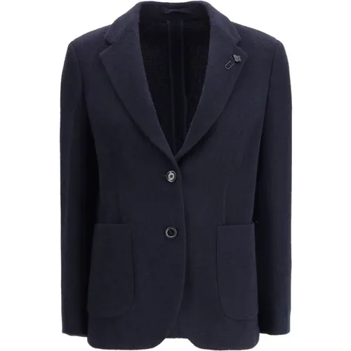 Blazers, female, , Size: S Wool Blazer with Flower Pin - Lardini - Modalova