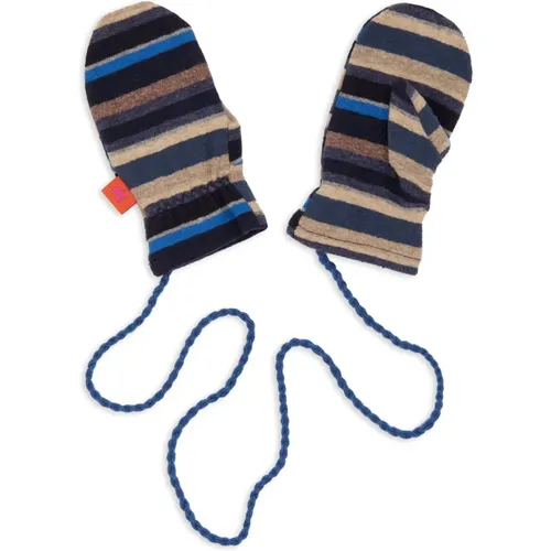 Kinderblaue Fleece-Handschuhe mit mehrfarbigen Streifen - Gallo - Modalova