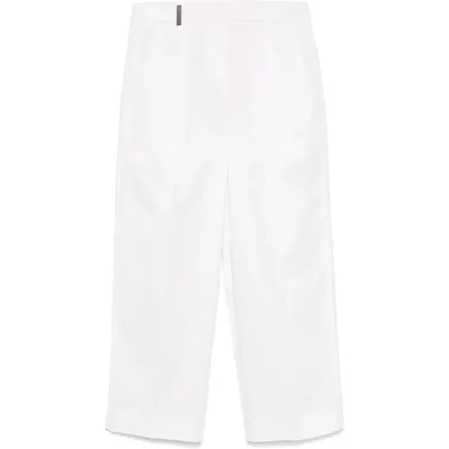 Straight Trousers, female, , Size: M Buttoned Pants with Pockets - PESERICO - Modalova