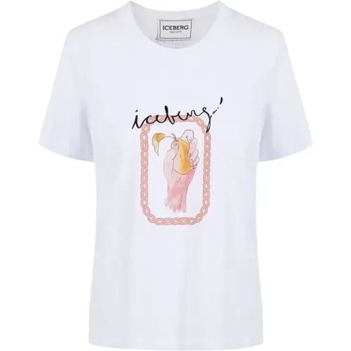 Forbidden Fruit Print Short Sleeve T-shirt , female, Sizes: XS, L, S - Iceberg - Modalova