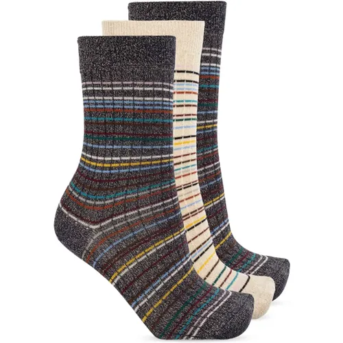 Socks, female, , Size: ONE SIZE Three-pack of cotton socks with lurex thread - Paul Smith - Modalova