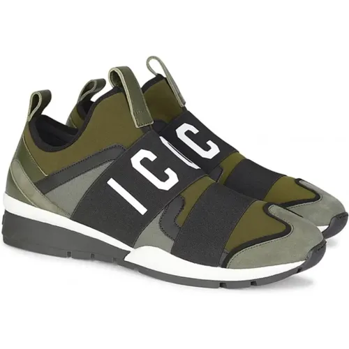 Icon Runner Sneakers in Khaki , male, Sizes: 8 UK - Dsquared2 - Modalova