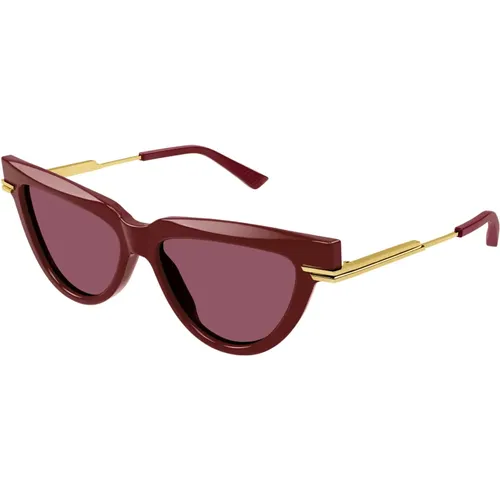 Burgundy Sonnenbrille Bv1265S , Damen, Größe: 54 MM - Bottega Veneta - Modalova