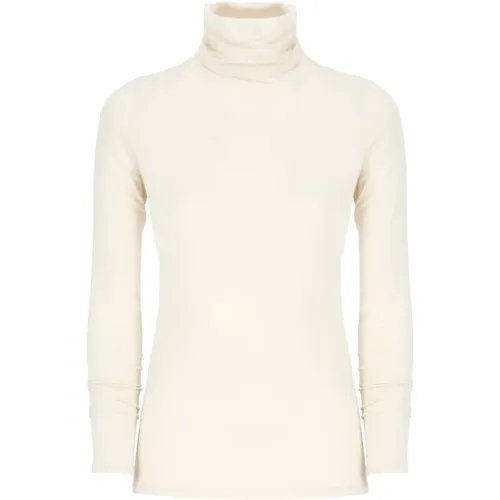 Ivory Hoher Kragen Pullover Lange Ärmel , Damen, Größe: S - Antonelli Firenze - Modalova