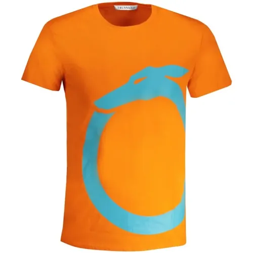 T-Shirts, male, , Size: M Cotton Printed Logo T-Shirt - Trussardi - Modalova