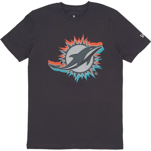 T-Shirts, male, , Size: M Miami Dolphins Football Tee Graphite - new era - Modalova