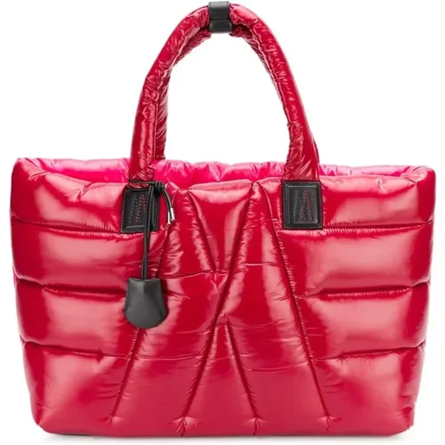 Tote Bags, female, , Size: ONE SIZE Red Tote Bag Leather Details - Moncler - Modalova