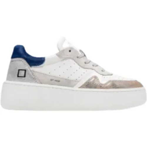 Silver Leather Sneakers with Suede Inserts , female, Sizes: 6 UK, 3 UK, 7 UK, 4 UK - D.a.t.e. - Modalova