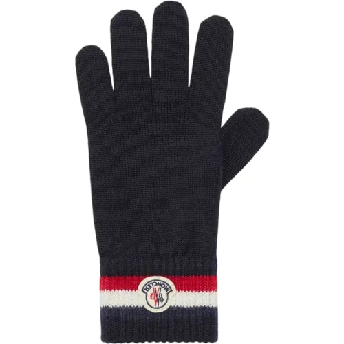 Gloves, male, , Size: L Tricolour Wool Gloves Night - Moncler - Modalova