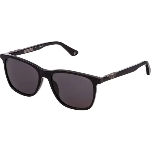 Schwarze/Dunkelgraue Sonnenbrille , Herren, Größe: 56 MM - Police - Modalova
