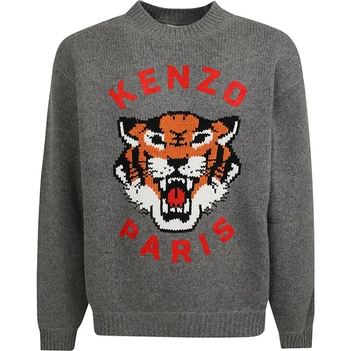 Grauer Lucky Tiger Pullover Aw24 , Herren, Größe: L - Kenzo - Modalova