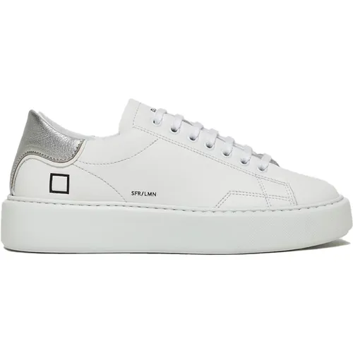 Weiße Sneakers mit Silbernen Details , Damen, Größe: 36 EU - D.a.t.e. - Modalova
