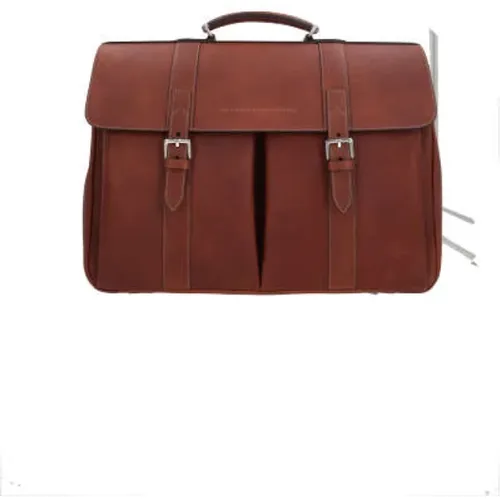Brown Hammered Leather Business Bag with Silver Hardware , male, Sizes: ONE SIZE - BRUNELLO CUCINELLI - Modalova