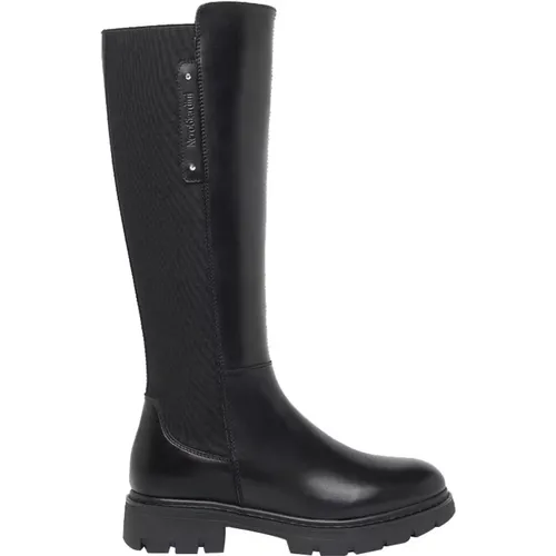 Schwarze Leder Winterstiefel Stilvolles Design , Damen, Größe: 40 EU - Nerogiardini - Modalova