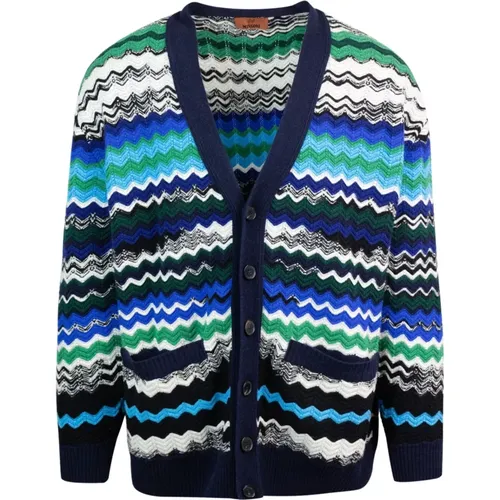 Cardigans, male, , Size: 2XL MultiColour Zig-Zag Sweater - Missoni - Modalova