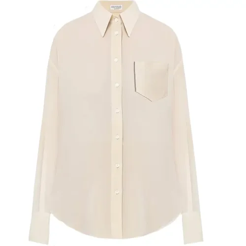 Elegant Silk-Blend Shirt , female, Sizes: M - BRUNELLO CUCINELLI - Modalova