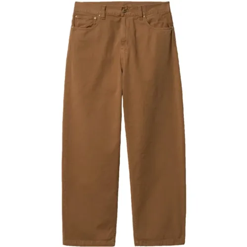 Straight Trousers, male, , Size: W30 Logo Cotton Pants with Button and Zipper Closure - Carhartt WIP - Modalova