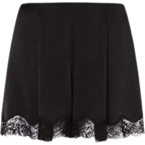 Schwarze Spitzenbestickte Flare-Shorts , Damen, Größe: 2XS - alberta ferretti - Modalova