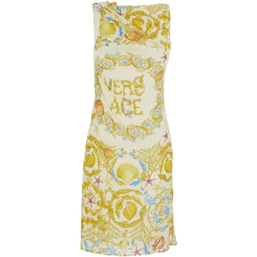 Short Dresses, female, , Size: S Underwater Barocco Sleeveless Dress - Versace - Modalova