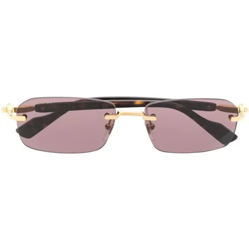 Sunglasses, male, , Size: 56 MM Gold Sunglasses with Original Accessories - Gucci - Modalova