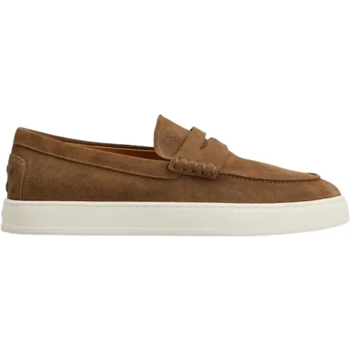 Loafers, male, , Size: 9 US Suede Moccasin Flat Shoes - TOD'S - Modalova