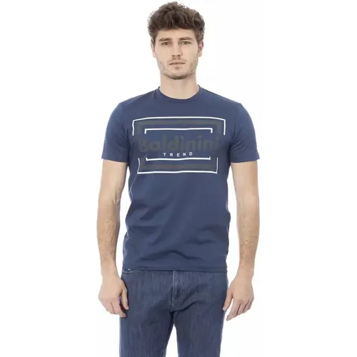 Blau Baumwoll Trendiges T-Shirt , Herren, Größe: M - Baldinini - Modalova