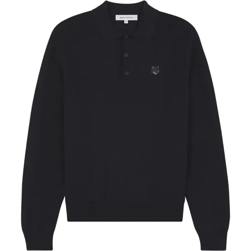 Besticktes Foxy Patch Woll-Poloshirt , Herren, Größe: 2XL - Maison Kitsuné - Modalova