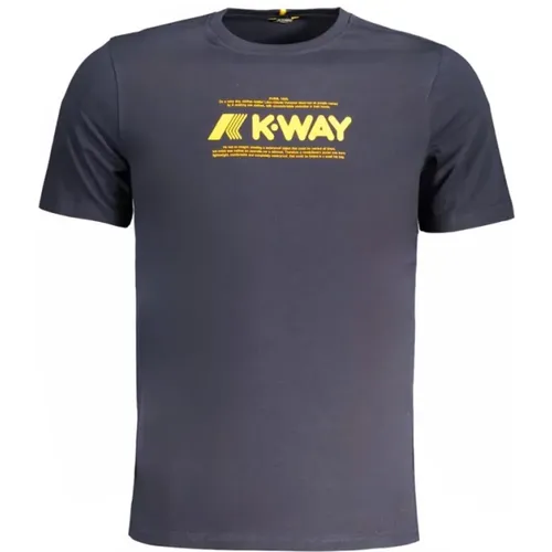 Blau Baumwolle Druck Logo T-Shirt , Herren, Größe: L - K-way - Modalova