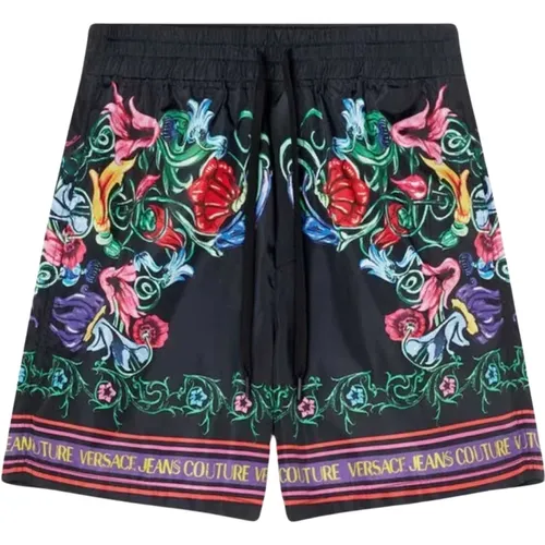 Short Shorts, male, , Size: XL V-Emblem Garden Print Shorts - Versace Jeans Couture - Modalova