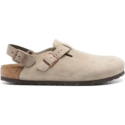 Clogs, male, , Size: 10 US Suede Flat Slingback Shoes - Birkenstock - Modalova