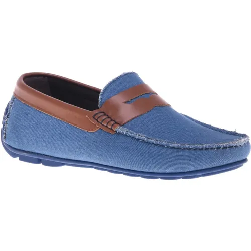 Loafer in blue fabric , Herren, Größe: 42 EU - Baldinini - Modalova