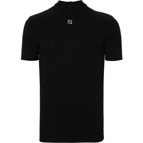 Logo Plaque Stretch T-shirt , Herren, Größe: M - Fendi - Modalova