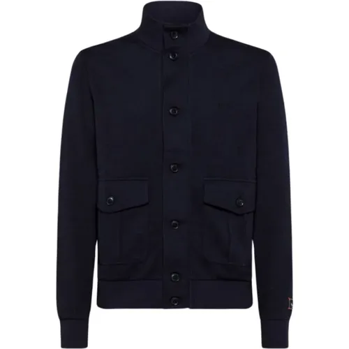 Navy Blue Wool Jersey Button Cardigan , male, Sizes: 2XL - Sun68 - Modalova