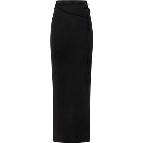 Ribbed Knit Skirt with Adjustable High Waist , female, Sizes: M - Ottolinger - Modalova