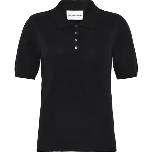 Schwarzes Kaschmir Poloshirt , Damen, Größe: M - Emerson Renaldi - Modalova