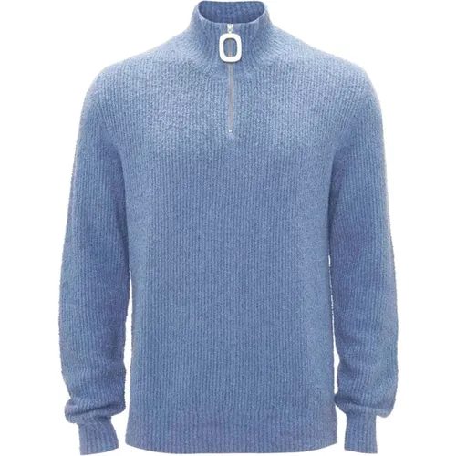 Bouclé Cotton and Cashmere Sweater with Zipper , male, Sizes: S, L, M - JW Anderson - Modalova