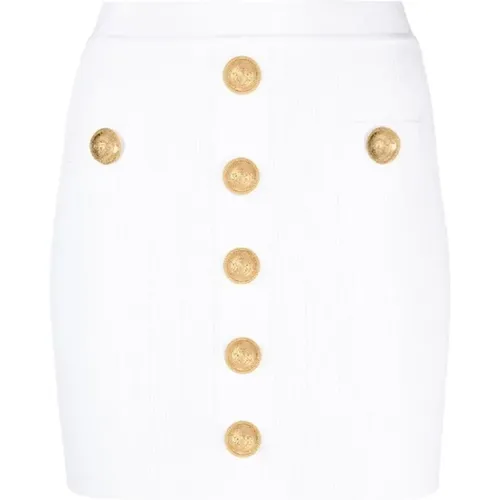 Short Skirts, female, , Size: S Skirt with Gold Buttons - Balmain - Modalova