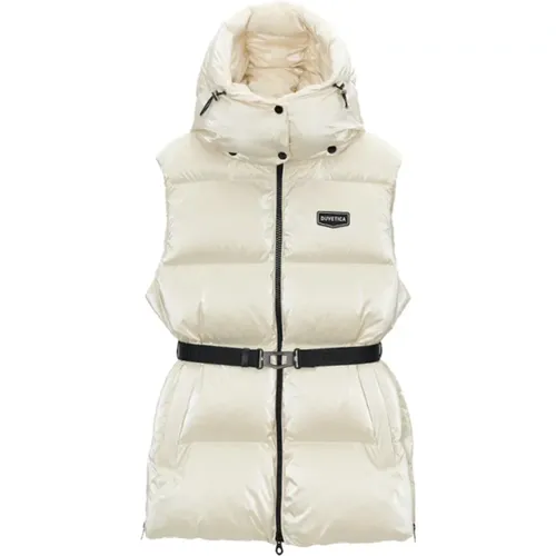 Cream Down Vest with Detachable Hood , female, Sizes: 2XS, XS, S - duvetica - Modalova