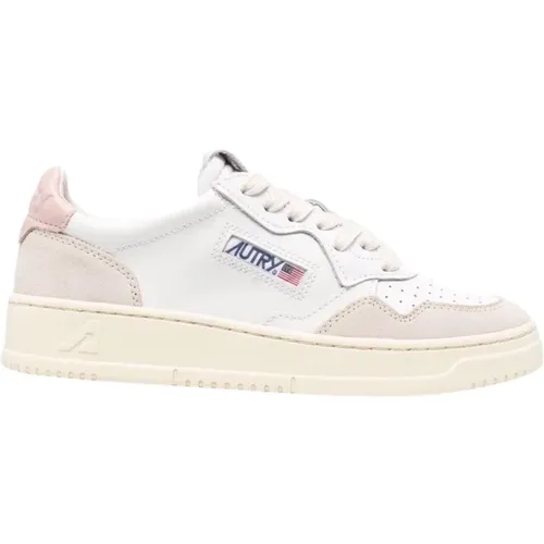 Niedrige Weiße/Rosa Sneakers , Damen, Größe: 39 EU - Autry - Modalova