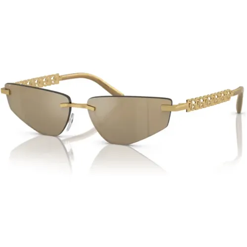 Gold Clear Mirror Real Sunglasses , unisex, Sizes: 58 MM - Dolce & Gabbana - Modalova