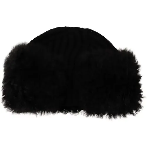 Cashmere Fur Beanie Cap , female, Sizes: 57 CM - Dolce & Gabbana - Modalova