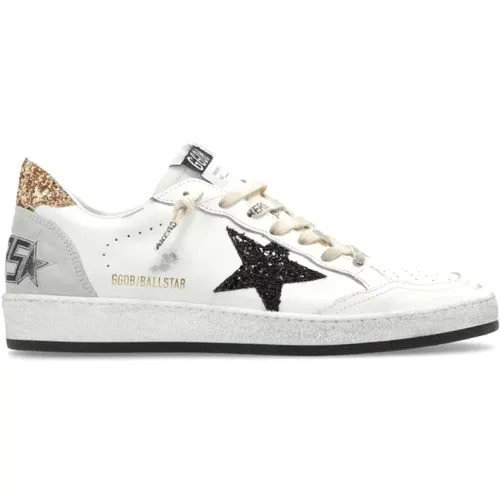 White Glitter Calf Ballstar Sneakers , female, Sizes: 3 UK - Golden Goose - Modalova