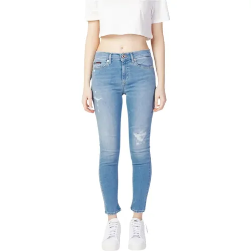 Blaue Einfache Damenjeans Reißverschluss Knopf , Damen, Größe: W25 L30 - Tommy Hilfiger - Modalova