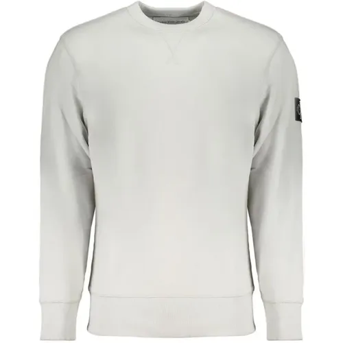 Grauer Crewneck Sweatshirt mit Kontrastdetails , Herren, Größe: 2XL - Calvin Klein - Modalova
