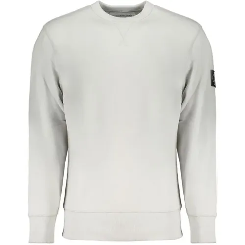 Grauer Crewneck Sweatshirt mit Kontrastdetails , Herren, Größe: S - Calvin Klein - Modalova