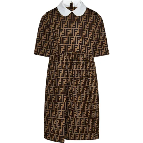 Braunes Jacquard-Kleid für Mädchen - Fendi - Modalova