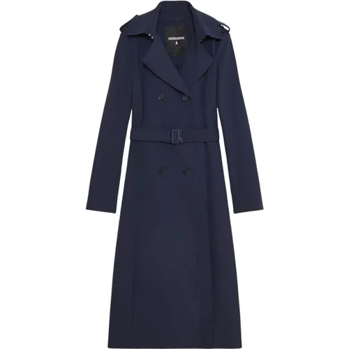 Trench Coats, female, , Size: L Double-breasted Nylon Trench Coat - PATRIZIA PEPE - Modalova